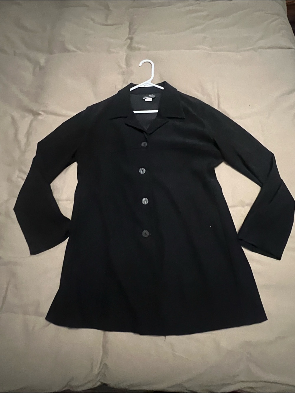 Black Button-Front Longline Jacket